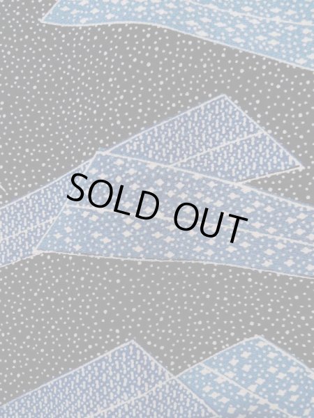 Photo7: K0805C Used Japanese   Black KOMON dyed / Silk. Folding fan,   (Grade C) (7)