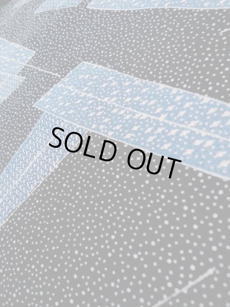 Photo8: K0805C Used Japanese   Black KOMON dyed / Silk. Folding fan,   (Grade C) (8)