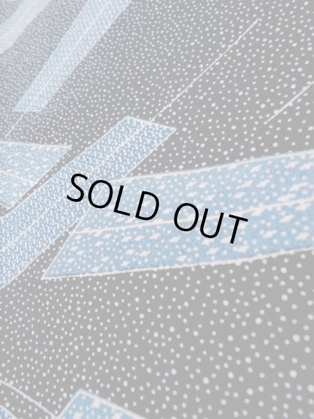 Photo9: K0805C Used Japanese   Black KOMON dyed / Silk. Folding fan,   (Grade C) (9)