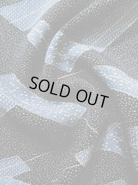 Photo11: K0805C Used Japanese   Black KOMON dyed / Silk. Folding fan,   (Grade C) (11)