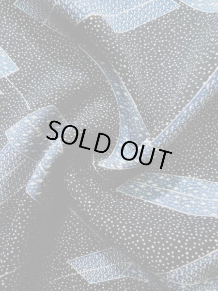 Photo12: K0805C Used Japanese   Black KOMON dyed / Silk. Folding fan,   (Grade C) (12)