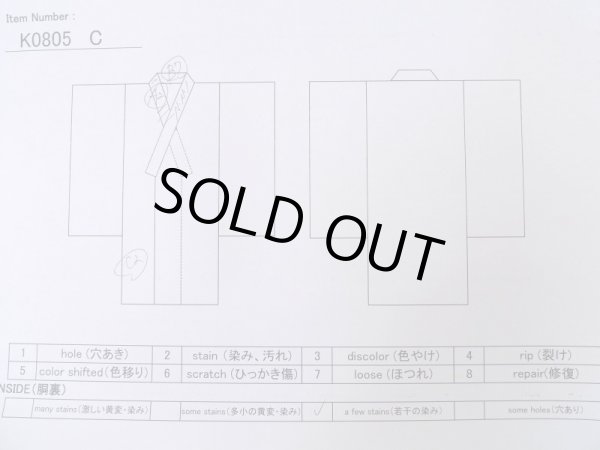 Photo13: K0805C Used Japanese   Black KOMON dyed / Silk. Folding fan,   (Grade C) (13)