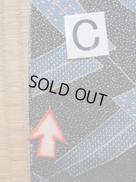 Photo16: K0805C Used Japanese   Black KOMON dyed / Silk. Folding fan,   (Grade C) (16)