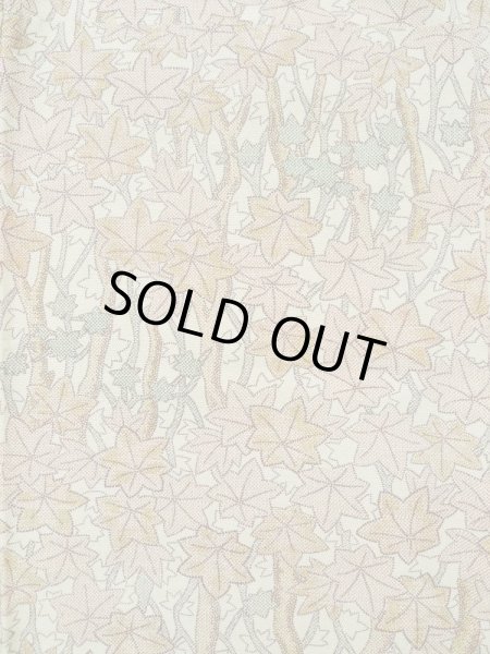 Photo3: Mint K0805D Used Japanese Heather  Off White KOMON dyed / Silk. MOMIJI maple leaf   (Grade A) (3)