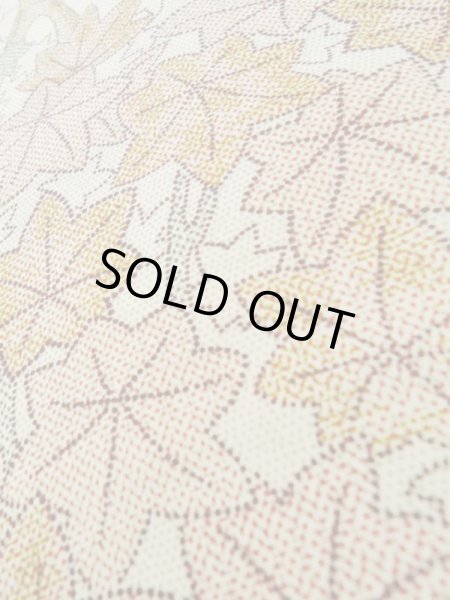 Photo9: Mint K0805D Used Japanese Heather  Off White KOMON dyed / Silk. MOMIJI maple leaf   (Grade A) (9)