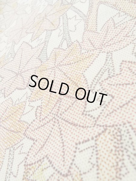 Photo10: Mint K0805D Used Japanese Heather  Off White KOMON dyed / Silk. MOMIJI maple leaf   (Grade A) (10)