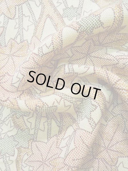 Photo11: Mint K0805D Used Japanese Heather  Off White KOMON dyed / Silk. MOMIJI maple leaf   (Grade A) (11)