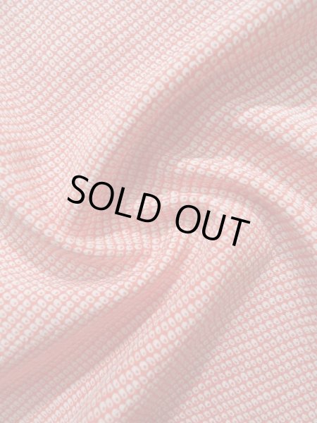 Photo9: K0818O Used Japanese Pale  Vermilion KOMON dyed / Silk. Dapple pattern   (Grade B) (9)