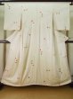 Photo1: K0818Q Used Japanese   Cream KOMON dyed / Silk. MOMIJI maple leaf,   (Grade C) (1)