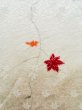 Photo5: K0818Q Used Japanese   Cream KOMON dyed / Silk. MOMIJI maple leaf,   (Grade C) (5)