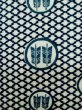Photo6: K0818R Used Japanese   Blue KOMON dyed / Silk. Pine bark lozenges "Yabane in the circle" family crest as pattern  (Grade B) (6)