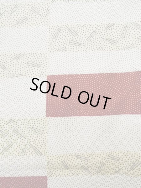 Photo5: K0820B Used Japanese Heather  Cream KOMON dyed / Synthetic. Wave, Base woven: Checkered pattern  (Grade B) (5)