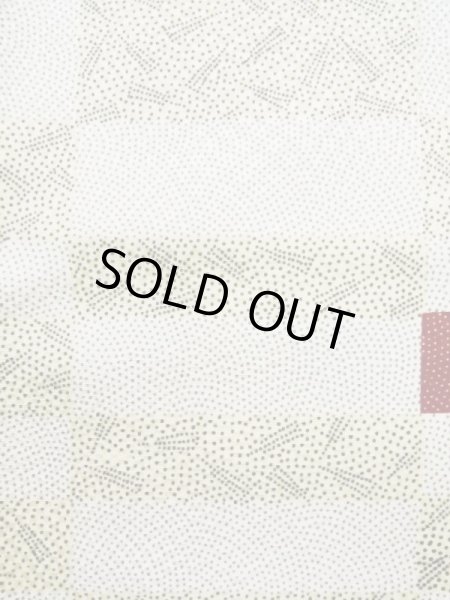 Photo6: K0820B Used Japanese Heather  Cream KOMON dyed / Synthetic. Wave, Base woven: Checkered pattern  (Grade B) (6)