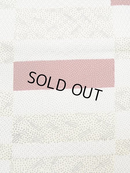 Photo7: K0820B Used Japanese Heather  Cream KOMON dyed / Synthetic. Wave, Base woven: Checkered pattern  (Grade B) (7)