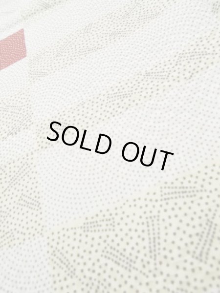 Photo8: K0820B Used Japanese Heather  Cream KOMON dyed / Synthetic. Wave, Base woven: Checkered pattern  (Grade B) (8)