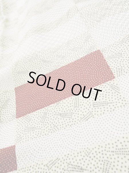 Photo9: K0820B Used Japanese Heather  Cream KOMON dyed / Synthetic. Wave, Base woven: Checkered pattern  (Grade B) (9)