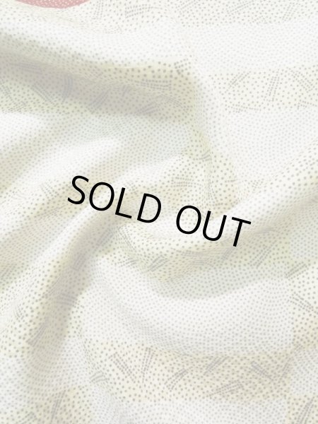 Photo12: K0820B Used Japanese Heather  Cream KOMON dyed / Synthetic. Wave, Base woven: Checkered pattern  (Grade B) (12)