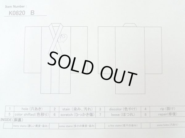 Photo13: K0820B Used Japanese Heather  Cream KOMON dyed / Synthetic. Wave, Base woven: Checkered pattern  (Grade B) (13)