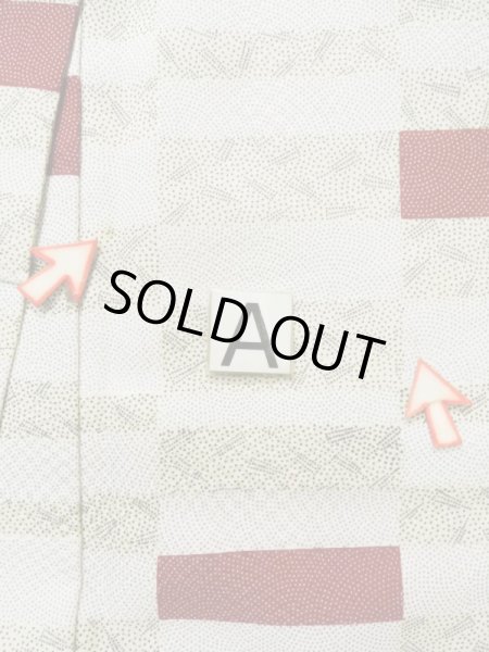 Photo14: K0820B Used Japanese Heather  Cream KOMON dyed / Synthetic. Wave, Base woven: Checkered pattern  (Grade B) (14)