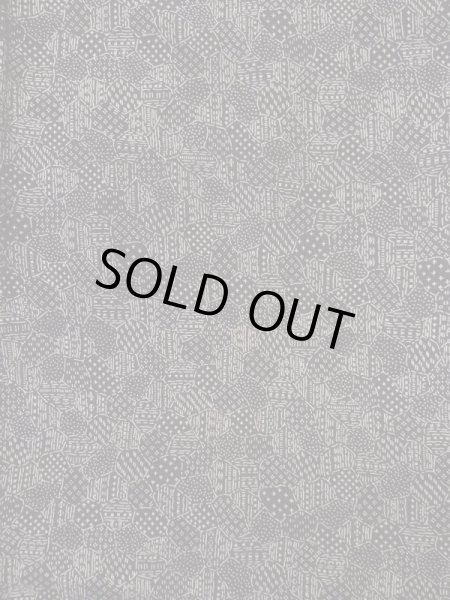 Photo3: K0820K Used Japanese   Black EDO KOMON pattern dyed / Silk. Broken ice pattern,   (Grade C) (3)