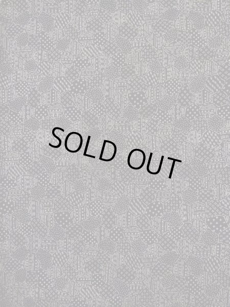 Photo4: K0820K Used Japanese   Black EDO KOMON pattern dyed / Silk. Broken ice pattern,   (Grade C) (4)