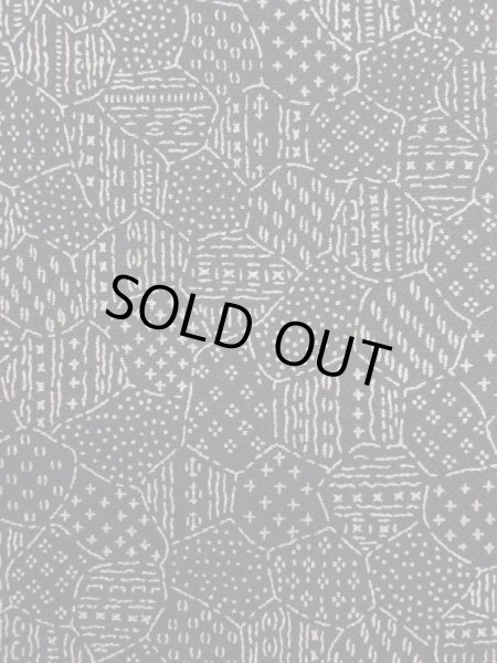 Photo6: K0820K Used Japanese   Black EDO KOMON pattern dyed / Silk. Broken ice pattern,   (Grade C) (6)