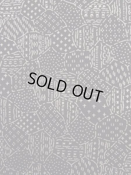 Photo7: K0820K Used Japanese   Black EDO KOMON pattern dyed / Silk. Broken ice pattern,   (Grade C) (7)