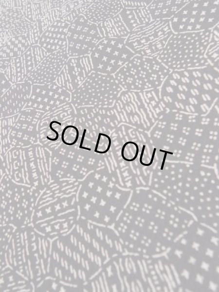 Photo8: K0820K Used Japanese   Black EDO KOMON pattern dyed / Silk. Broken ice pattern,   (Grade C) (8)