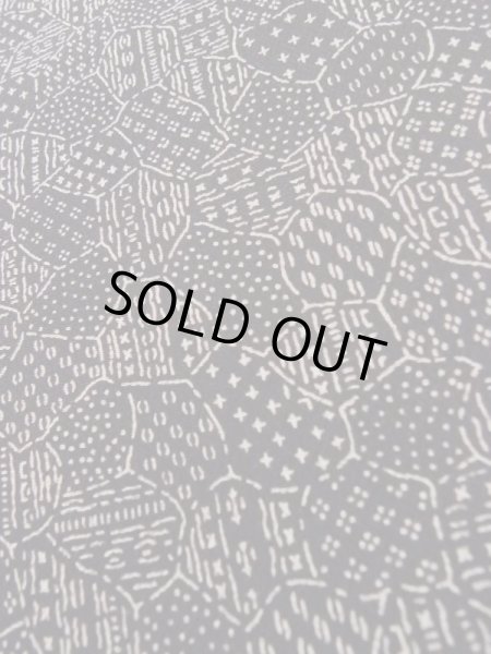 Photo9: K0820K Used Japanese   Black EDO KOMON pattern dyed / Silk. Broken ice pattern,   (Grade C) (9)