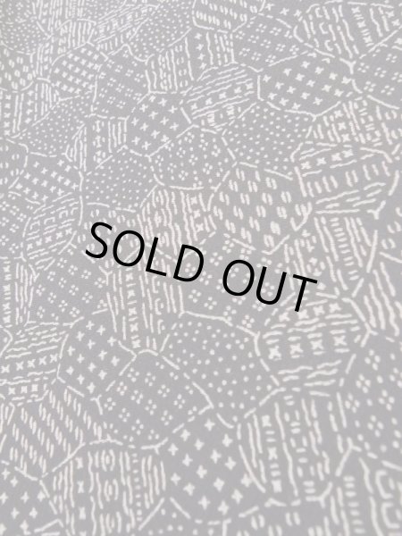 Photo10: K0820K Used Japanese   Black EDO KOMON pattern dyed / Silk. Broken ice pattern,   (Grade C) (10)