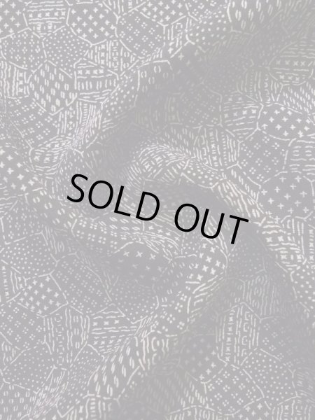 Photo11: K0820K Used Japanese   Black EDO KOMON pattern dyed / Silk. Broken ice pattern,   (Grade C) (11)