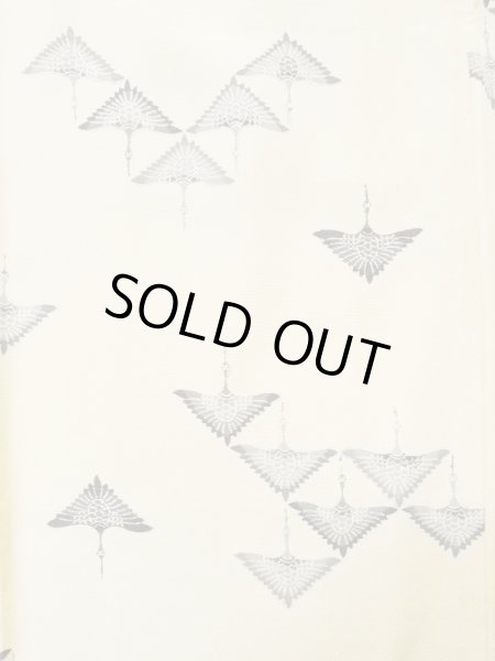 Photo4: K0820W Used Japanese   Off White KOMON dyed / Silk. Bird   (Grade C) (4)