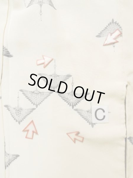 Photo16: K0820W Used Japanese   Off White KOMON dyed / Silk. Bird   (Grade C) (16)
