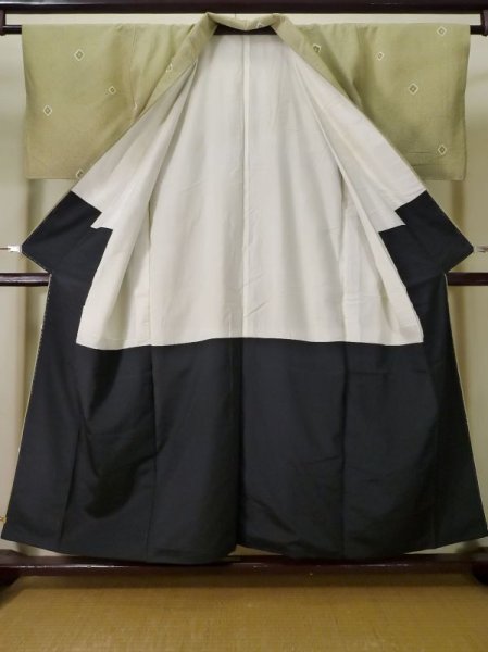 Photo2: K0820Y Used Japanese Pale  Kahki KOMON dyed / Cotton. Dot,   (Grade C) (2)