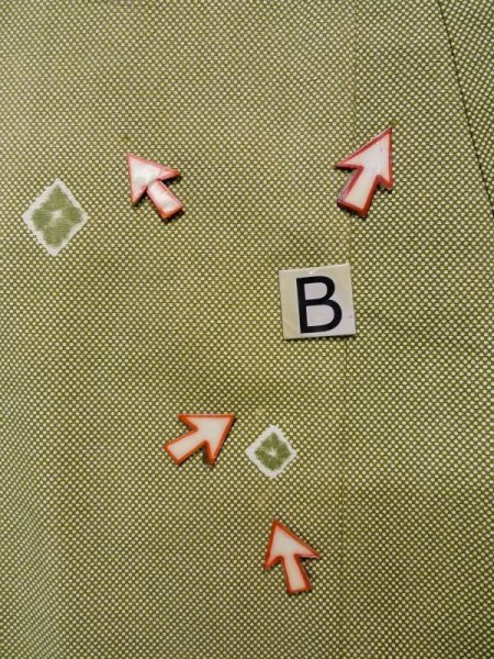 Photo14: K0820Y Used Japanese Pale  Kahki KOMON dyed / Cotton. Dot,   (Grade C) (14)