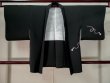 Photo1: K1008B Used Japanese   Black HAORI short jacket / Silk. KUMIHIMO rope with tassels Kumihimo cord, Japanese flute pattern  (Grade B) (1)