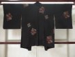 Photo2: K1008J Used Japanese   Black HAORI short jacket / Silk. Arabesque vine,   (Grade B) (2)