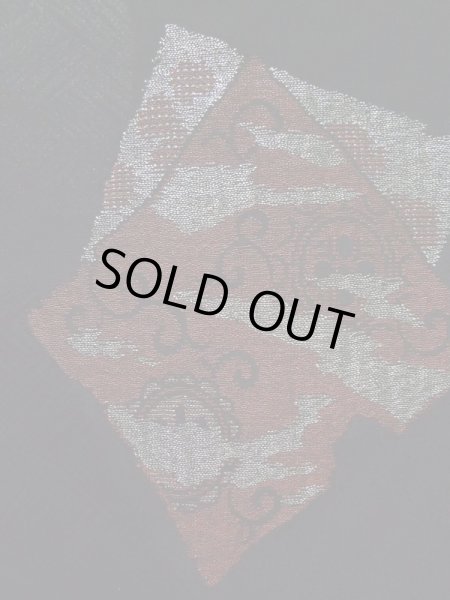 Photo6: K1008J Used Japanese   Black HAORI short jacket / Silk. Arabesque vine,   (Grade B) (6)