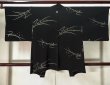 Photo2: K1008N Used Japanese   Black HAORI short jacket / Silk. Flower,   (Grade B) (2)