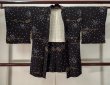 Photo1: K1008R Used Japanese   Black HAORI short jacket / Silk. Dapple pattern   (Grade B) (1)