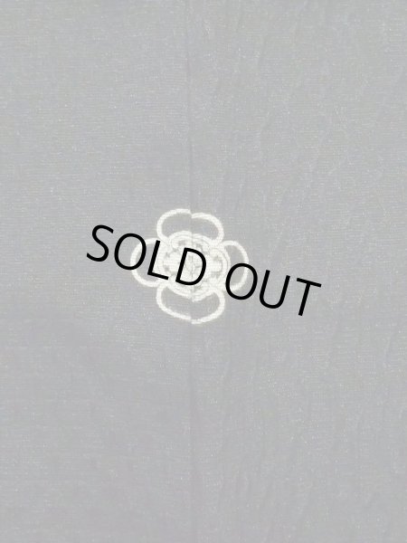 Photo3: Mint K1008S Used Japanese   Black HAORI short jacket / Silk. Abstract pattern   (Grade A) (3)