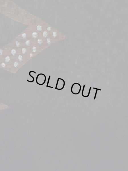 Photo9: Mint K1008S Used Japanese   Black HAORI short jacket / Silk. Abstract pattern   (Grade A) (9)