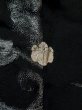 Photo3: K1008U Used Japanese   Black HAORI short jacket / Silk. Flower,   (Grade B) (3)