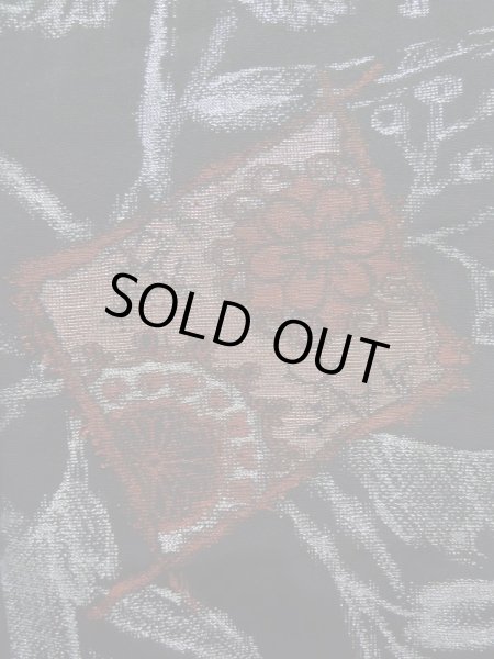 Photo6: K1008U Used Japanese   Black HAORI short jacket / Silk. Flower,   (Grade B) (6)