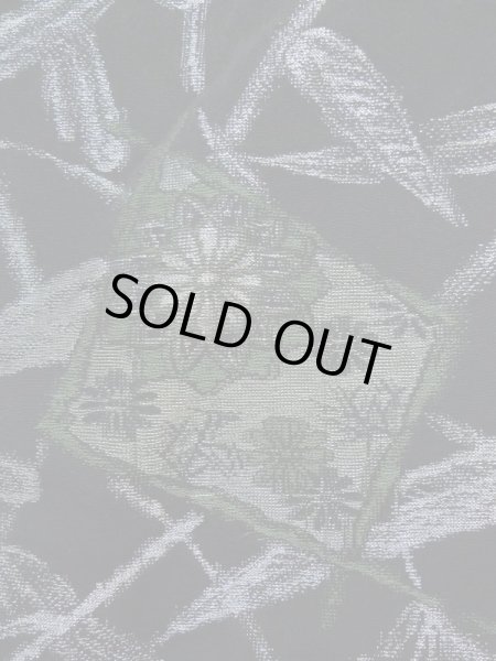 Photo7: K1008U Used Japanese   Black HAORI short jacket / Silk. Flower,   (Grade B) (7)