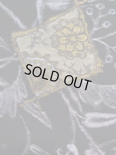 Photo8: K1008U Used Japanese   Black HAORI short jacket / Silk. Flower,   (Grade B) (8)