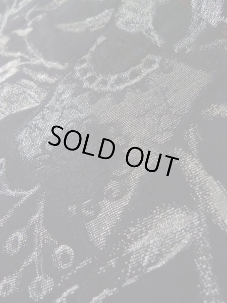 Photo9: K1008U Used Japanese   Black HAORI short jacket / Silk. Flower,   (Grade B) (9)