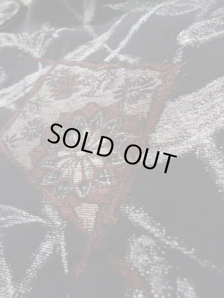 Photo11: K1008U Used Japanese   Black HAORI short jacket / Silk. Flower,   (Grade B) (11)