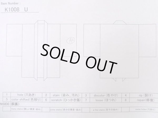 Photo14: K1008U Used Japanese   Black HAORI short jacket / Silk. Flower,   (Grade B) (14)