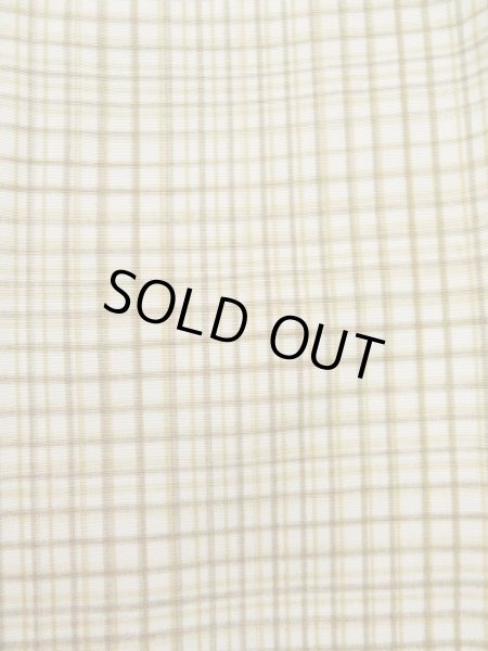 Photo7: K1014L Used Japanese   Cream HAORI short jacket / Silk. Plaid Checks   (Grade C) (7)